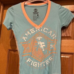 American Fighter Teal and Orange Graphic Tee